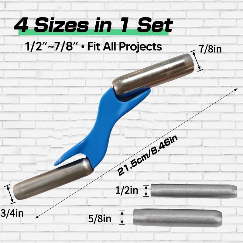 Bassadoro 4 Sizes Barrel Jointer with Storage Bag Masonry Brick Jointer Tool Steel Handle Lightweight Bricklaying Trowel Builder Tool for Wall Renovation Ceramic Tile 1/2in 5/8in 3/4in 7/8in,Blue-With Bag - Image 3